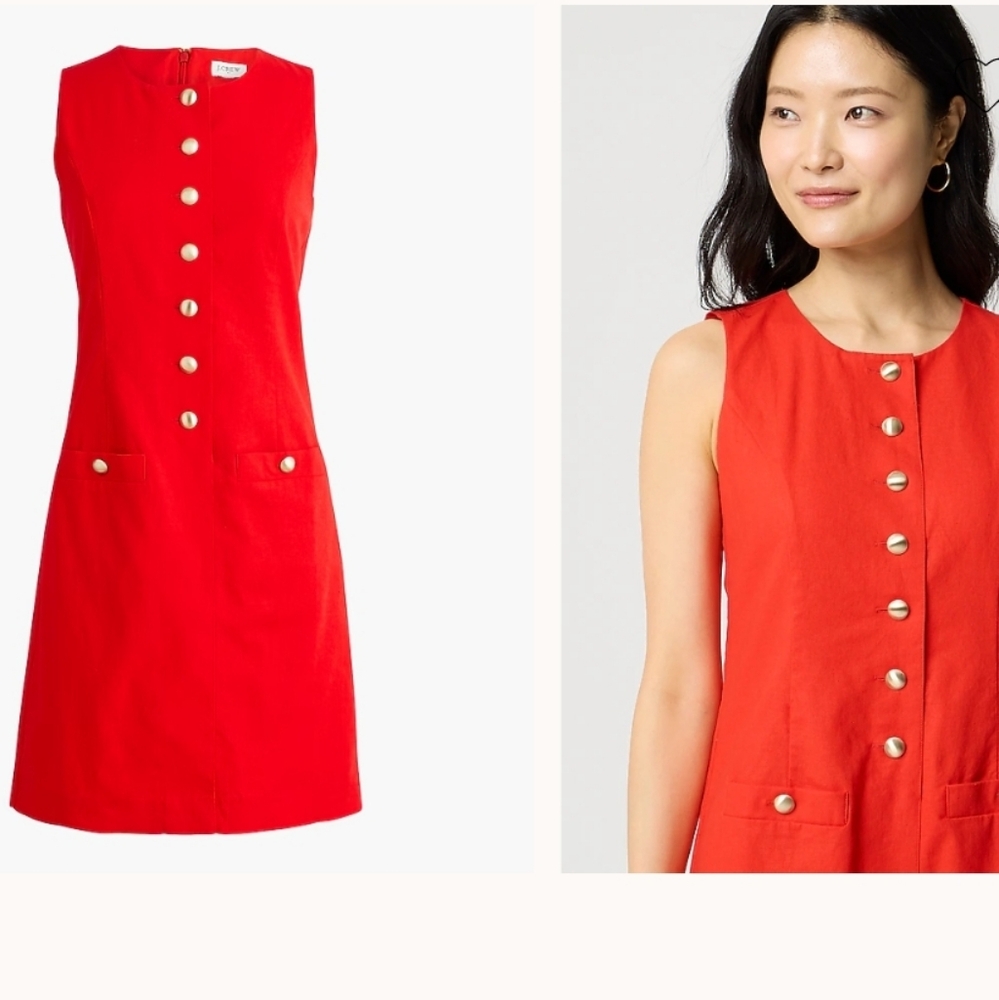 NWT J.Crew Linen-blend button-front mini dress Office Interview ck732
